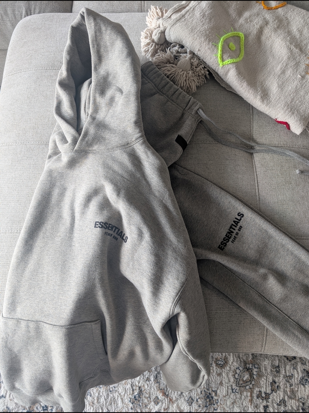 Essentials Heather Grey Sweatpants with Elastic Waistband